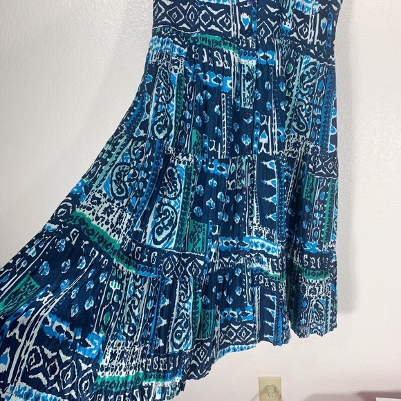 Norm Thompson Tribal Button Up Sleeves Collar Skater Dress Size Petite Small - Picture 3 of 10